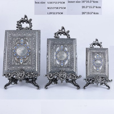 vintage pewter plated luxury metal alloy quran box